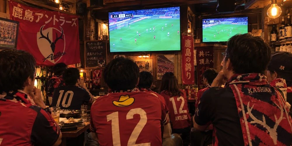 テレビの前で観戦して盛り上がるファン